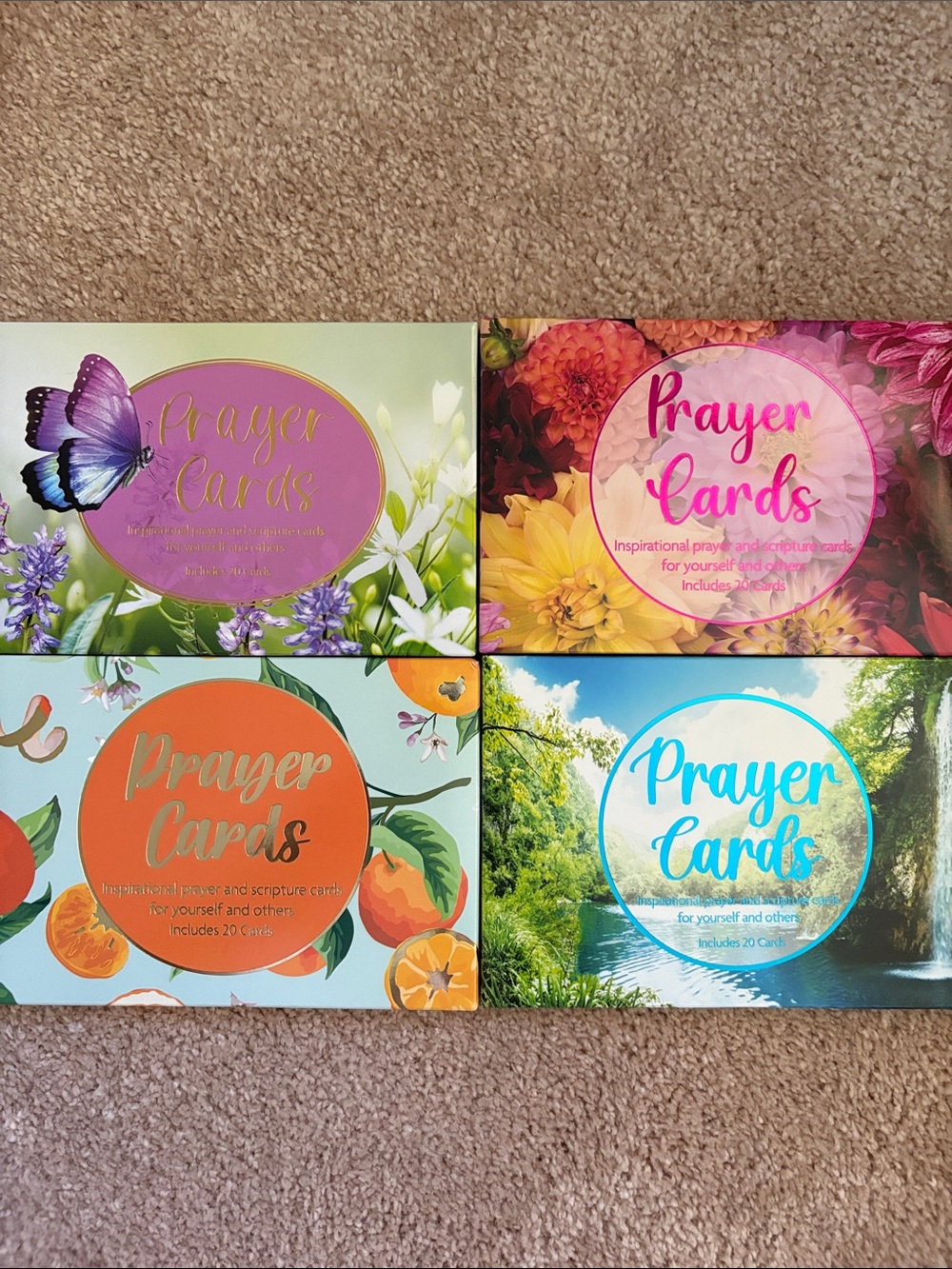 Prayer Cards 80 Cards Set - Four Multi-Color Inspirational Decks